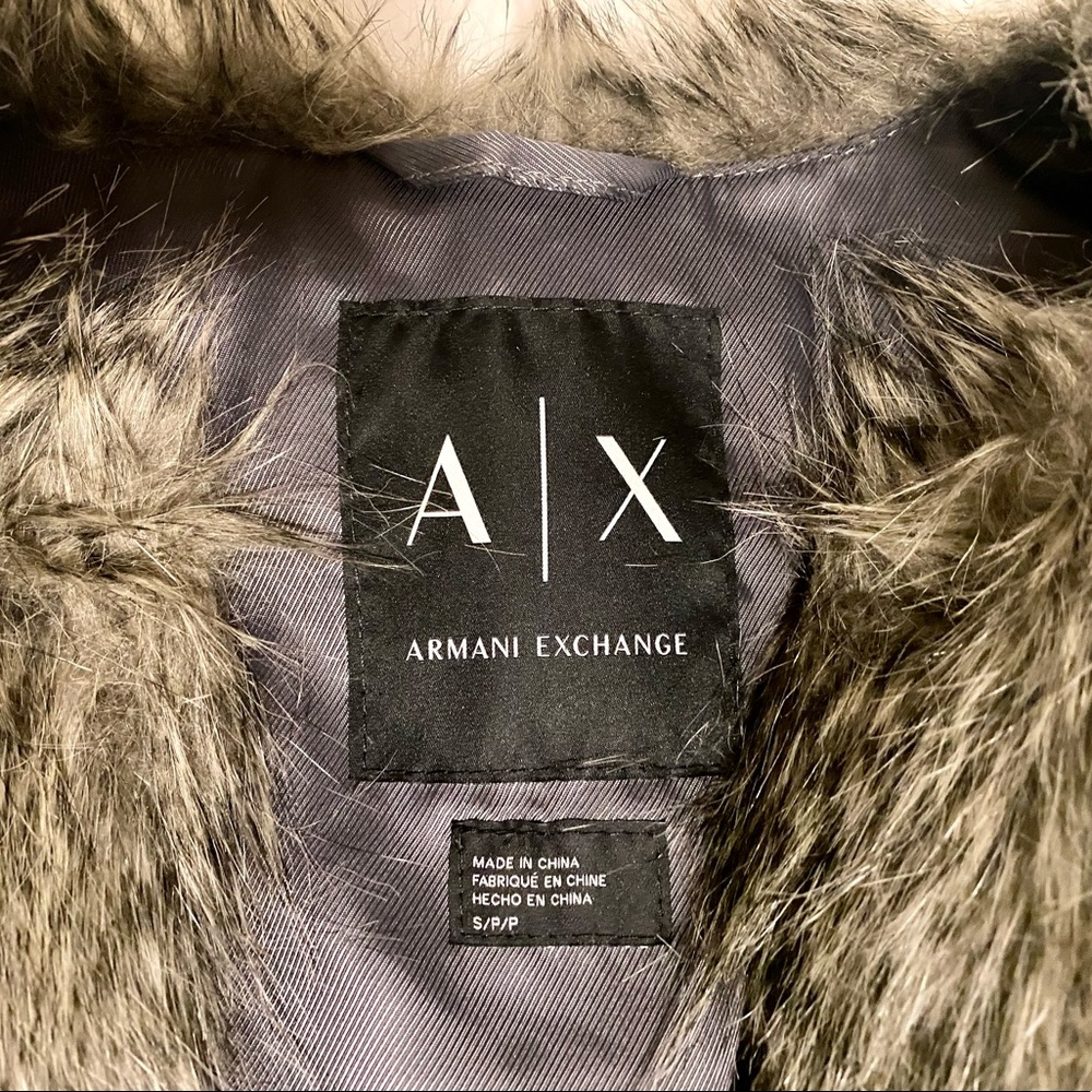 Armani Exchange Long Grey Fur Vest